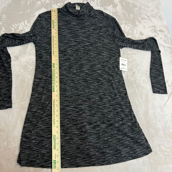 Free People Top Womens Large Black Stonecold Turtleneck Tunic Split Back Layers - Picture 11 of 13